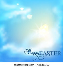  Easter background.Christian religious design, the sky with clouds.