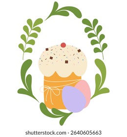Easter bakery decorated chocolate and sprinkle and Easter Eggs with spring twigs around Frame Border