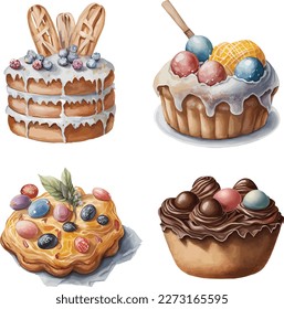 Easter baking, clipart, isolated vector illustration.