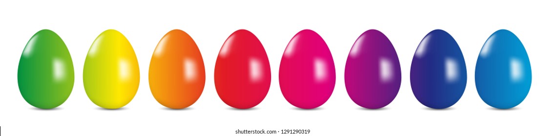 Easter banner, background with eggs in rainbow colors, vector illustration