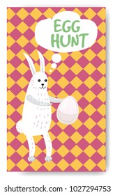 Easter banner background template with beautiful rabbit and egg. Vector illustration.