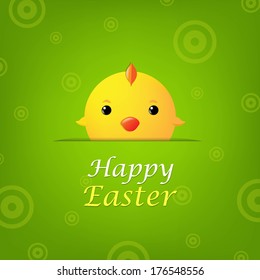 Easter Banner With Chicken, With Gradient Mesh, Vector Illustration