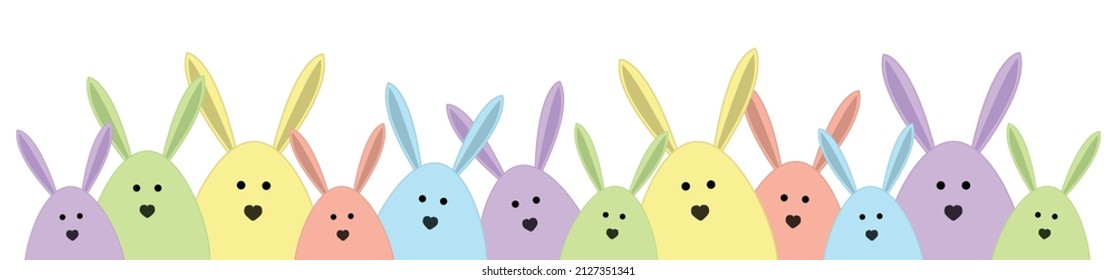 Easter banner with colourful bunnies. Vector