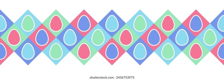 Easter banner with colourful eggs. Modern minimalist style element for a card, poster or invitation. Vector illustration