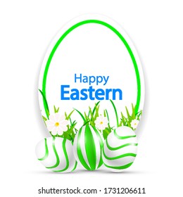 Easter banner with daisies and easter eggs, vector art illustration.