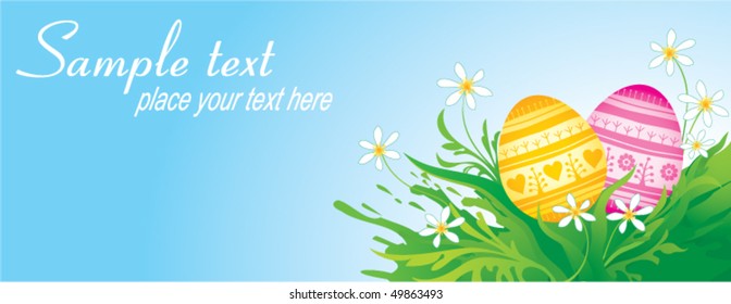 Easter banner with decorative eggs
