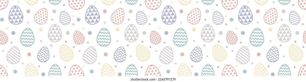 Easter banner with decorative eggs. Seamless pattern. Vector