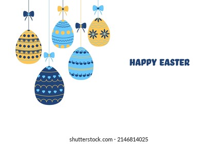 Easter Banner With the Decorative Vector Set of Easter Eggs