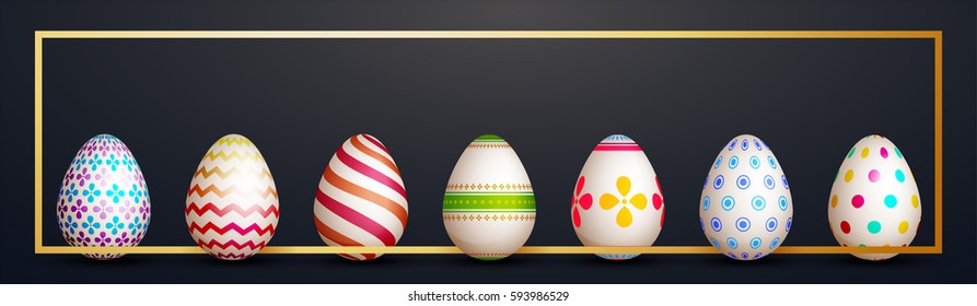 Osterbanner-Design mit bunten Eiern.