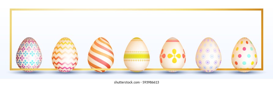 Easter banner design with colorful eggs.