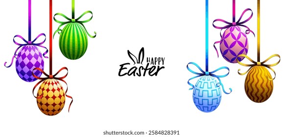 Easter banner, Easter egg border, painted 3D egg background