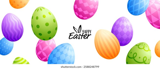 Easter banner, Easter egg card, painted eggs background