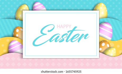 Easter banner . with eggs. background template . Vector illustration . 