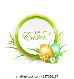 Easter banner with eggs and flower, illustration.