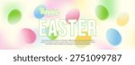 Easter banner, eggs, mesh gradient background with soft aura overlay. vector.