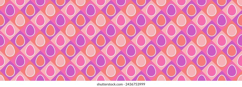 Easter banner with eggs in modern style. Seamless pattern for wrapping paper, wallpaper and textile. Vector illustration