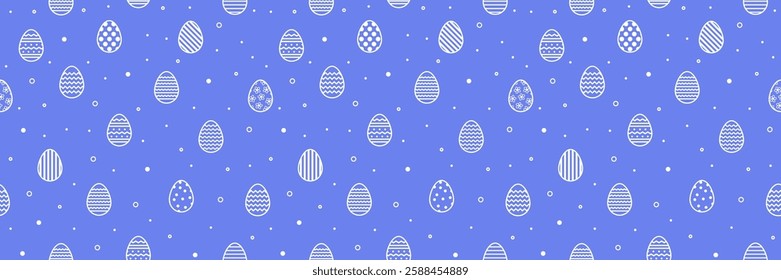 Easter banner with eggs in modern style. Seamless pattern for wrapping paper, wallpaper and textile. Vector illustration
