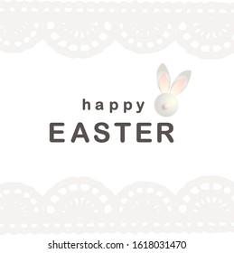 Easter banner. Elegant design of holiday discounts. Garland of lace. Rabbit. Inscription. Stains. Vector illustration. Happy easter. Shabby chic style. retro. White.