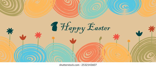 Easter banner featuring abstract swirl patterns