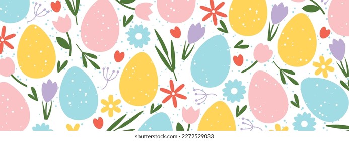 pancarta de Semana Santa con elementos florales y huevos- ilustración vectorial