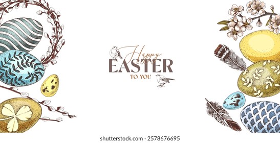 Easter banner with hand drawn elements