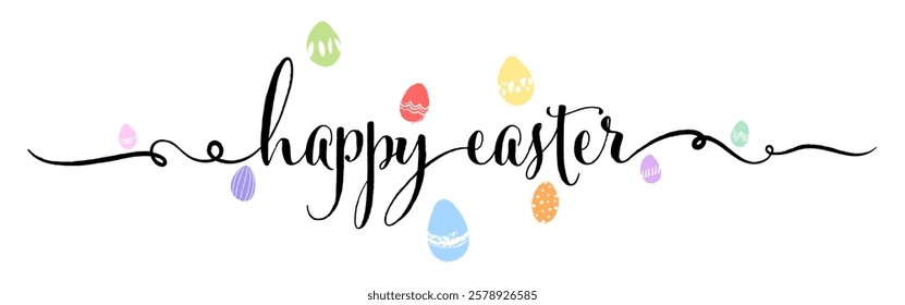 Easter banner, happy Easter card, lettering text, egg poster