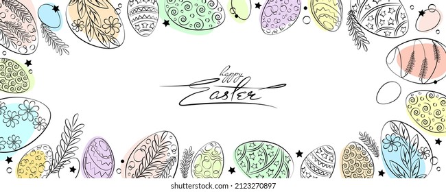 Easter banner. Horizontal poster, greeting card, header for the site