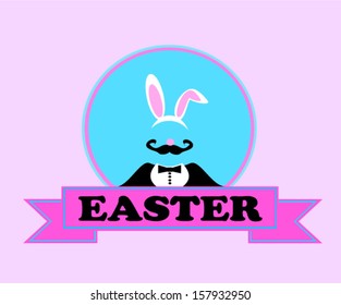 easter banner with man wearing bunny ears