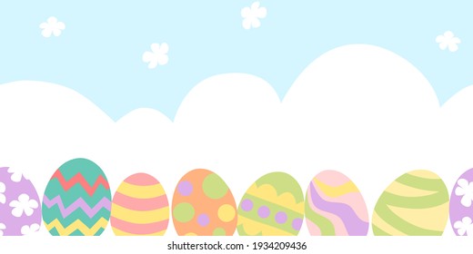 Easter banner with painted eggs 