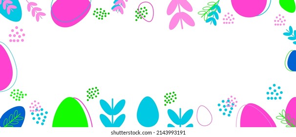 Pascua. Cartel con lugar para el texto. Estilo sencillo. Fondo blanco. Huevo de Pascua. Colores brillantes.