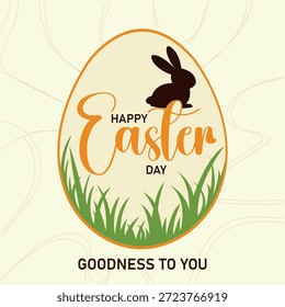 Easter Banner postcard. easter egg with bunny lettering