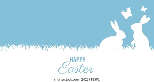 Easter Banner With Rabbits With ears