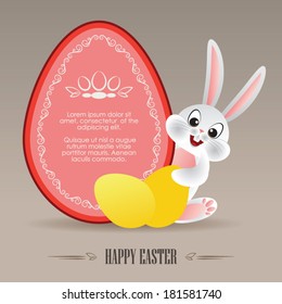 Easter banner, template with bunny and eggs