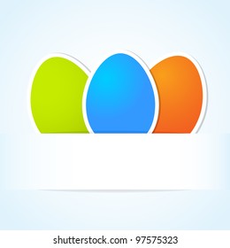 Easter banner with three multicolored eggs