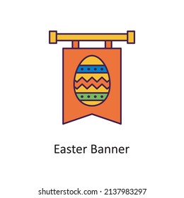 Easter Banner vector Filled Outline Icon Design illustration. Easter Symbol on White background EPS 10 File