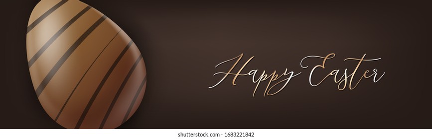 Easter banner or website header. Chocolate eggs on brown background. Vector illustration.