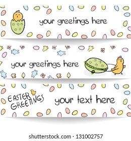 Easter Banners  with Easter Chicken and Easter Decoration Background