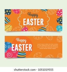 Easter Banners with Colorful Easter Eggs