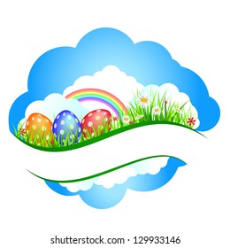 Easter banners with colorful Easter eggs. Vector illustration