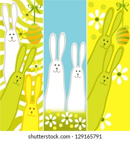 Easter banners with funny rabbits