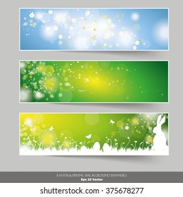 Easter banners  on the grey background. Eps 10 vector file.