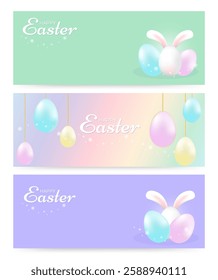 Easter Banners Posters Set. Happy Easter.