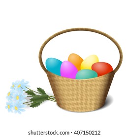 Easter basket and blue daisy