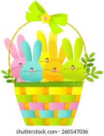 Easter basket with bunnies