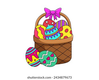 Easter Basket Cartoon Colored Clipart Illustration vector