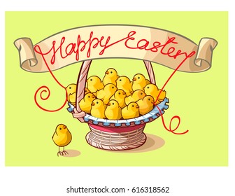 Easter basket with chicks