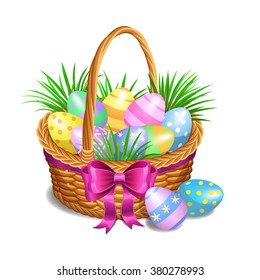 Easter basket with colored eggs