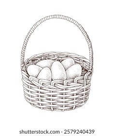 Easter basket with colorful eggs