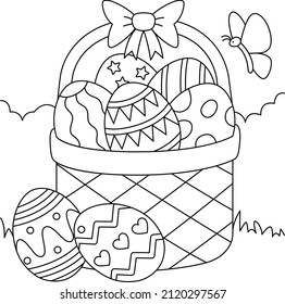 Easter Basket Coloring Page for Kids