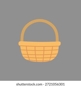 Easter basket in cute flat illustration style for spring decoration. Perfect for holiday graphics, gift concepts, kids designs, and seasonal visuals.